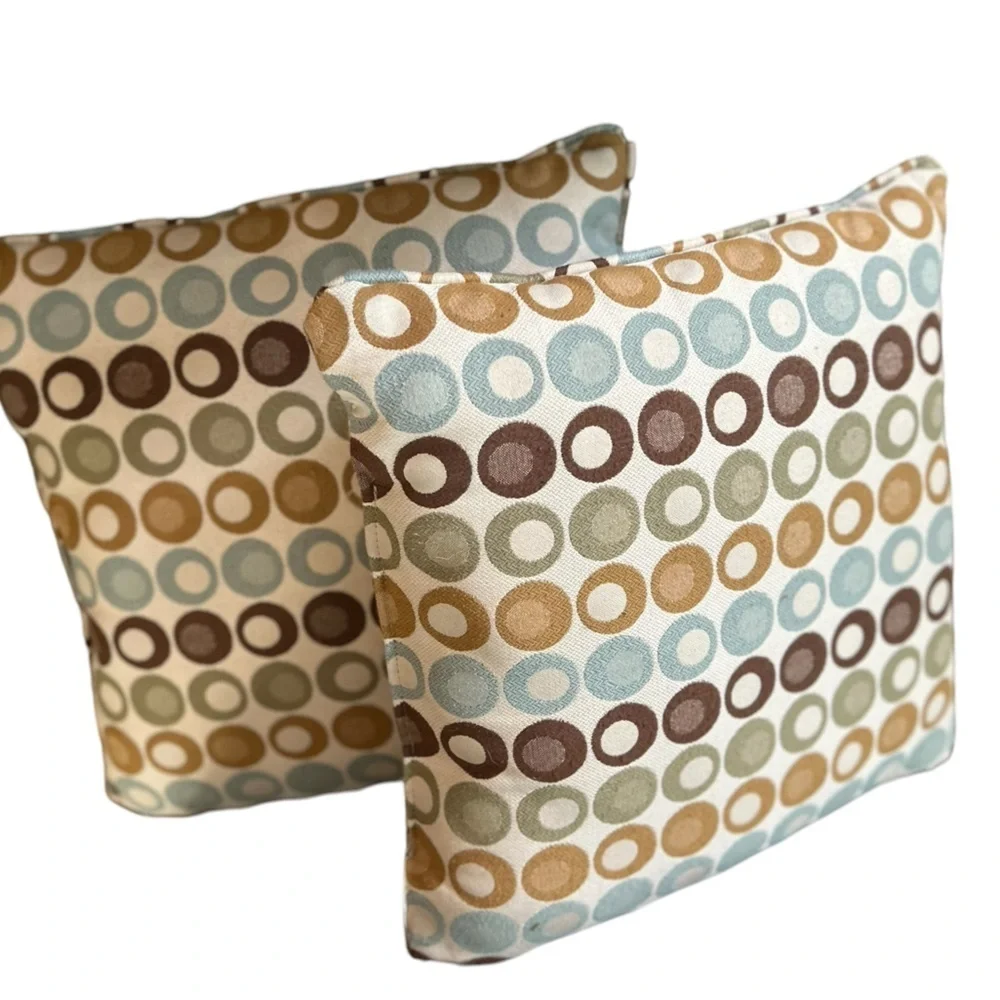 Pair of Multicolor Circle Print Throw Pillows Square‎ Indoor